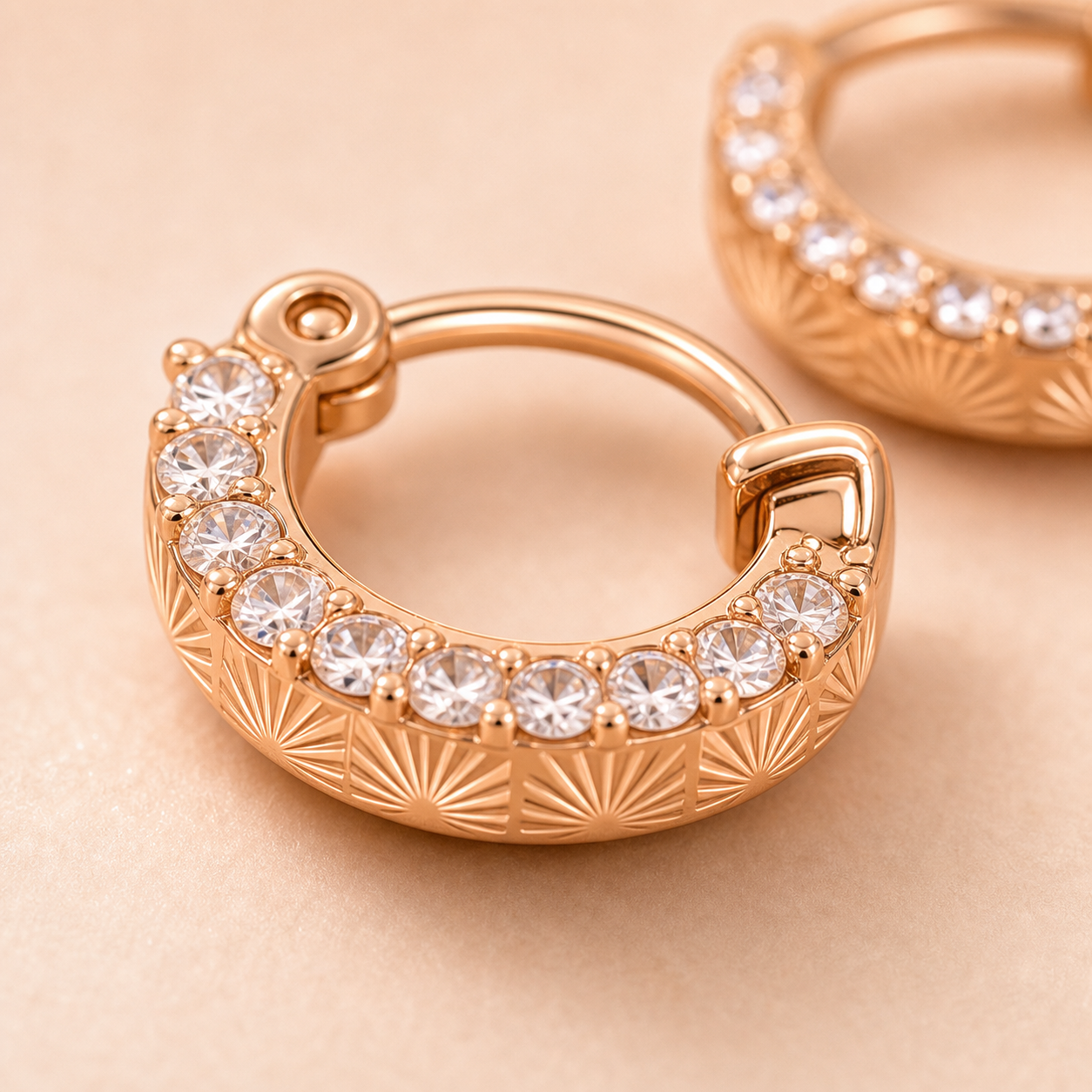 Brunch Crystal Hoops crystal and hinge detail