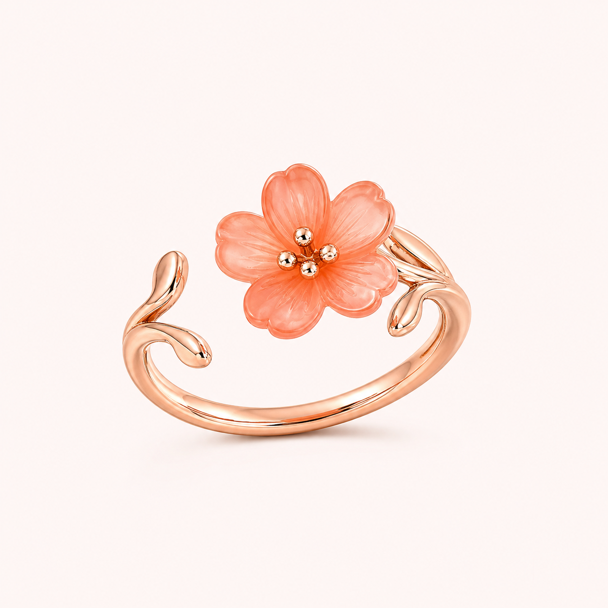 Forever Bloom Ring clean product photo on soft blush background