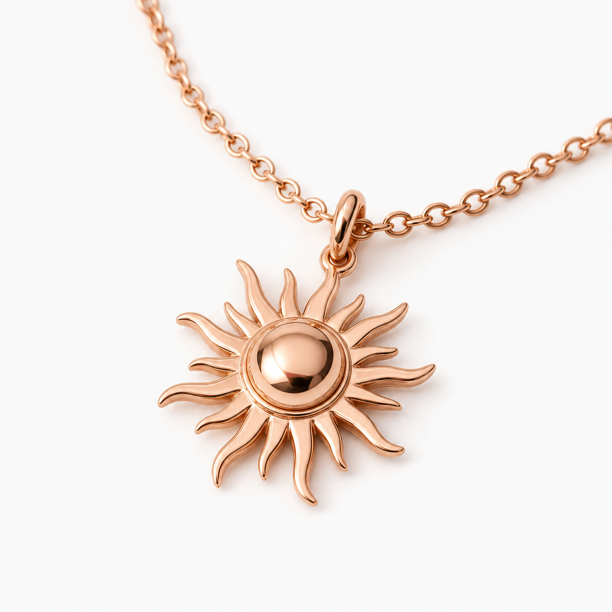 Golden Hour Necklace sun charm pendant and chain detail