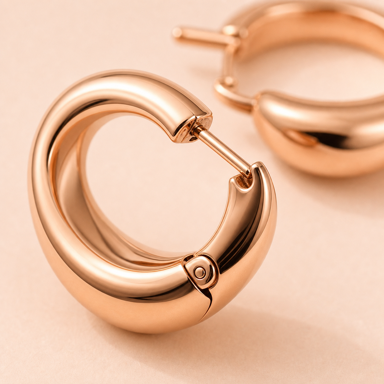 Molten Crescent Hoops rounded rose-gold curve detail