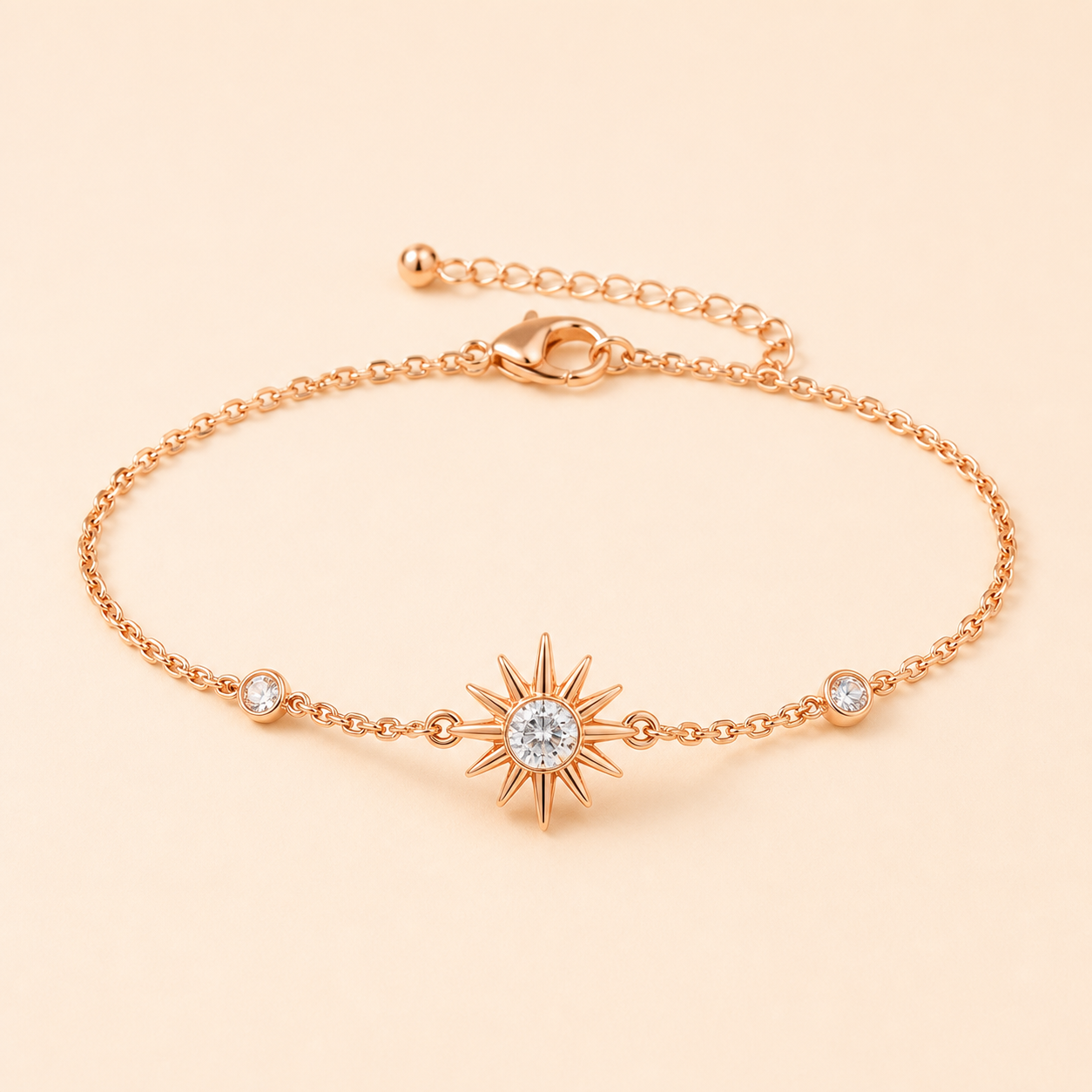 Sunburst Crystal Bracelet clean product photo on pale cream background