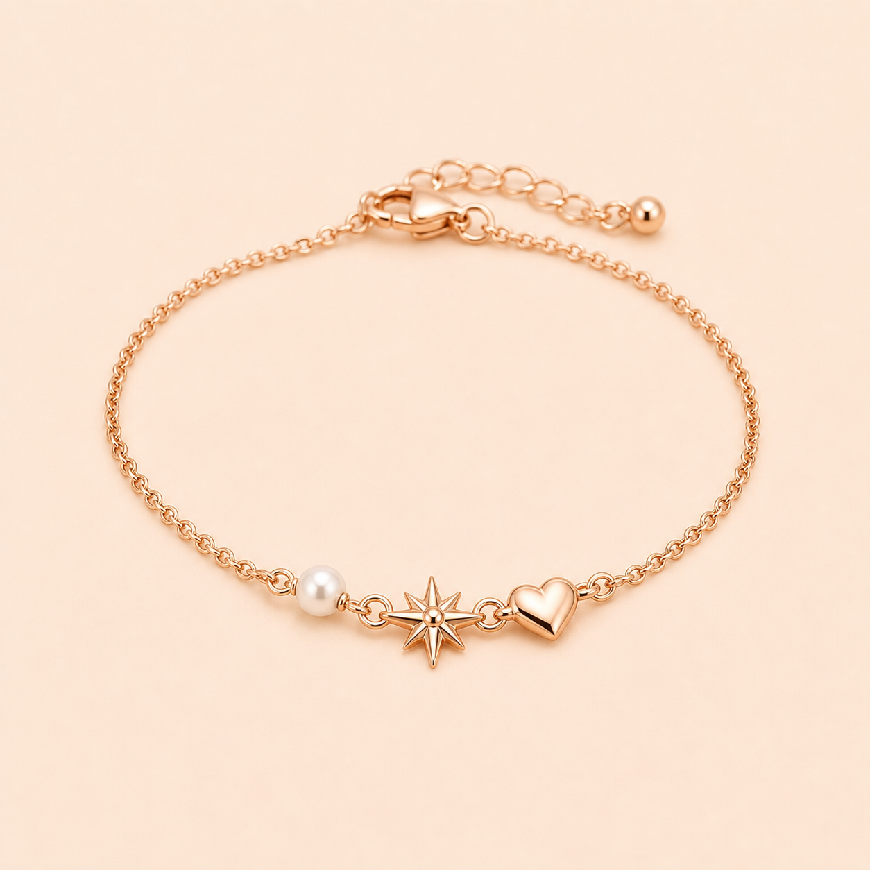 Wild Heart Bracelet clean product photo on warm cream background